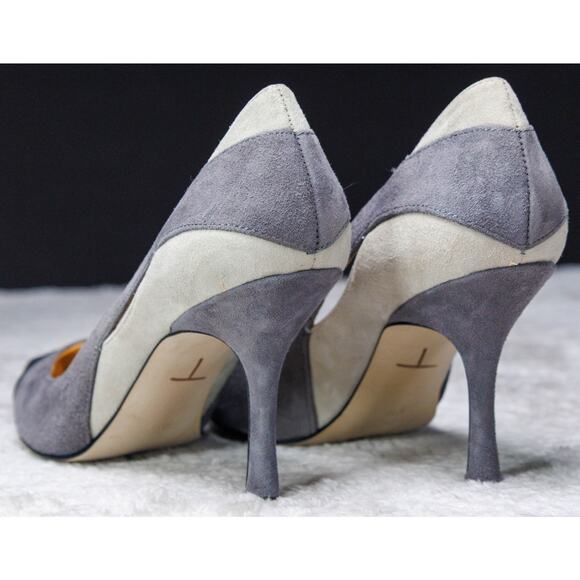 Audrey Brooke Black Gray Suede Cap Toe Heels Pumps Womens Size 8.5 - Picture 13 of 16